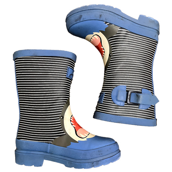 Joules Shark Wellies Blue Children's Rain Boots Rubber - Size 11 UNISEX KIDS - Picture 3 of 6